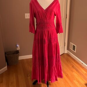 Cotton hot pink maxi dress
